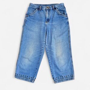 Vintage Bill Blass Blue Denim Jorts Cropped Shorts with Metal Eyelet Detail 10